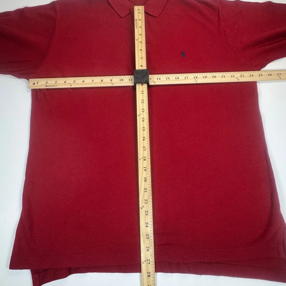 Polo Ralph Lauren Mens XL Red Long Sleeve Pique Cotton Polo Shirt Blue Pony Logo